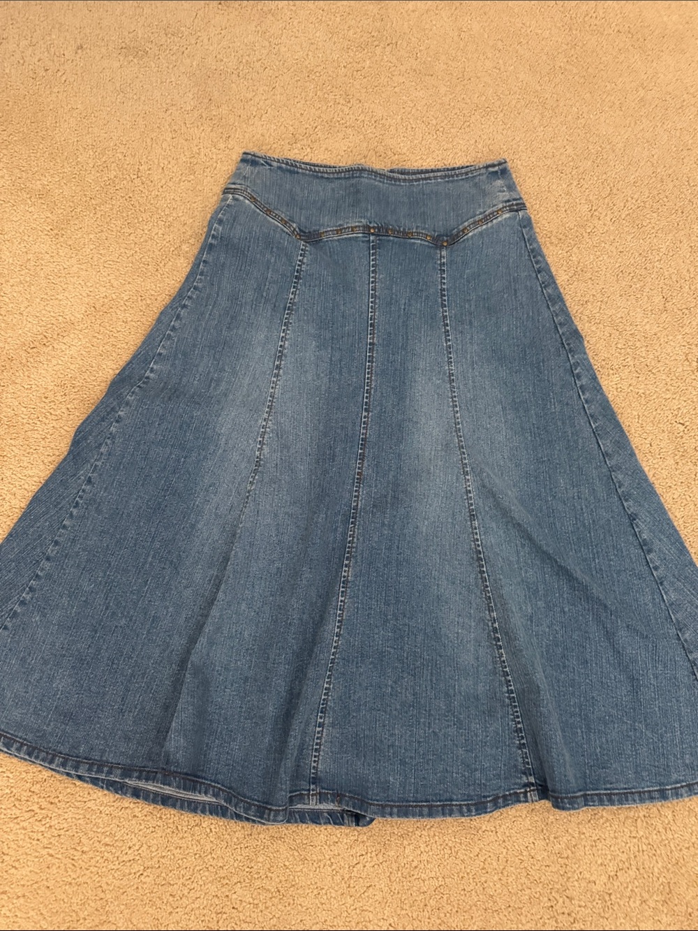 Vintage Denim long A-Line Skirt - Kikit. Festival Boho Hippie Denim